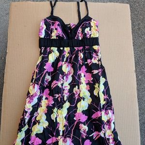 H&M Floral Print Dress - Black/Pink/Yellow